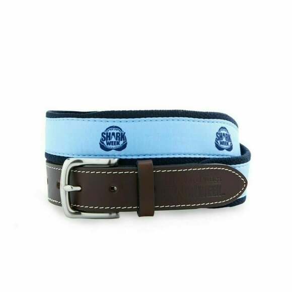 Vineyard Vines Shark Week Jaws Canvas Club Jake Blue Belt